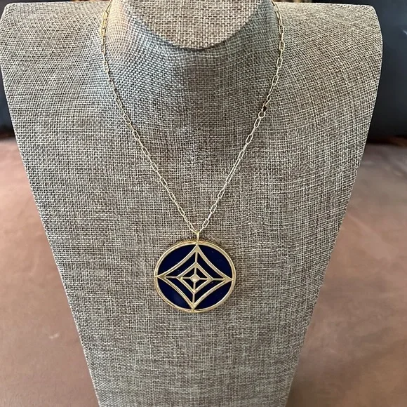 Lapis Gold Plated Art Deco Pendant- New- Custom Made - Picture 11 of 17